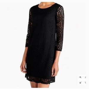 NWT J. Crew Black Sheath Dress 3/4 Sleeve Crew Neck SZ 0